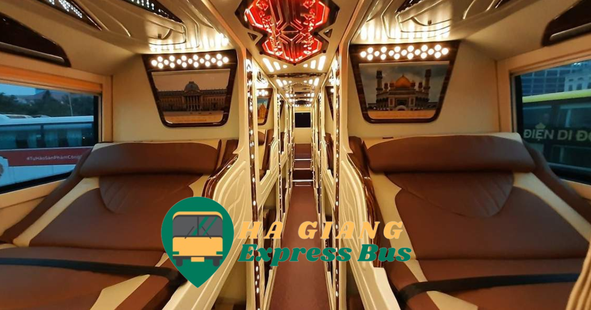 Luxurious cabin bus interior with comfortable seating from Ha Giang to Hanoi